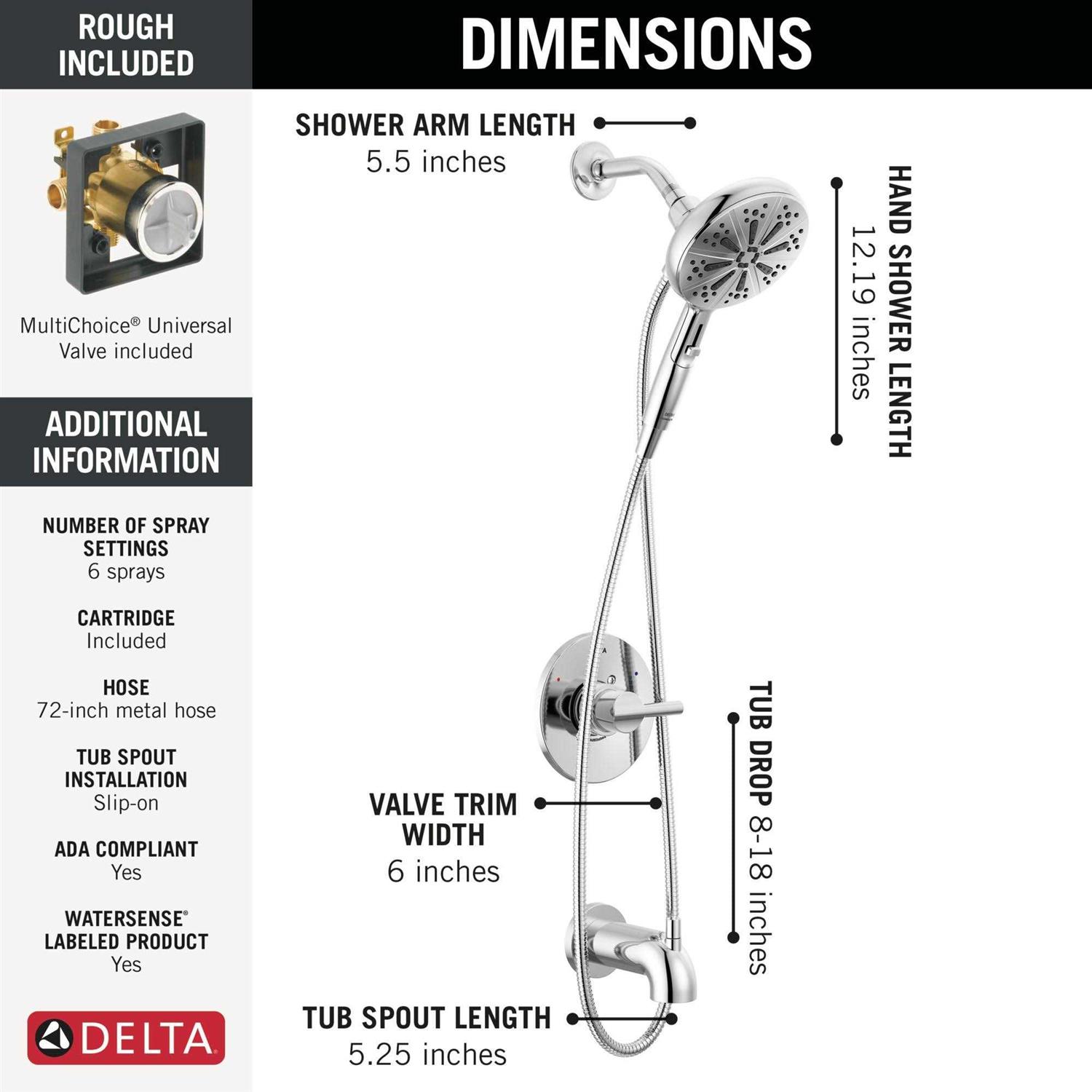 Delta Nicoli Monitor 14 Series Tub and Shower with SureDock Hand Shower 144749-HS - Image 2
