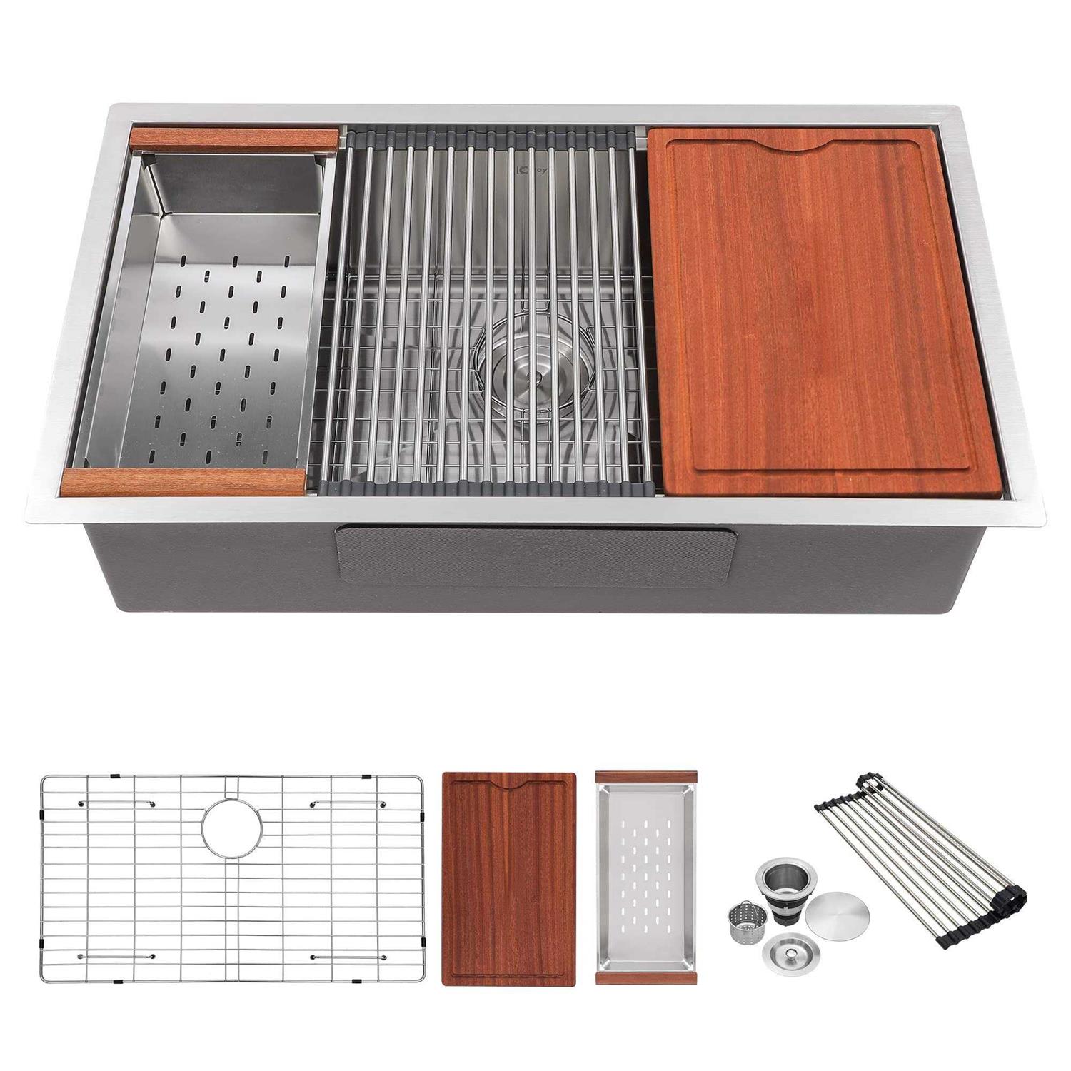 Undermount Sink Workstation Lofeyo 16 Gauge Stainless Steel Kitchen Sink Workstation Ledege Undermount Single Bowl Sink Basin