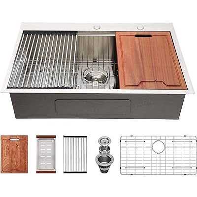 Undermount Sink Workstation Lofeyo 16 Gauge Stainless Steel Kitchen Sink Workstation Ledege Undermount Single Bowl Sink Basin - Image 5