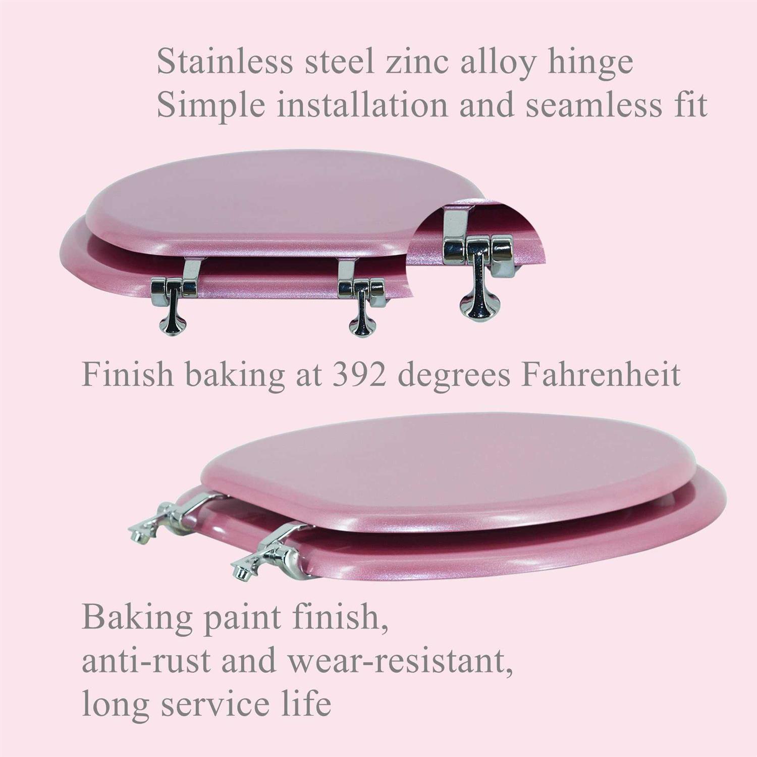 BLOFDE Elongated Toilet Seat Wood Toilet Seat Prevent Shifting with Zinc Alloy Hinges American Standard Size Toilet Seat Easy to Install also Easy - Image 3