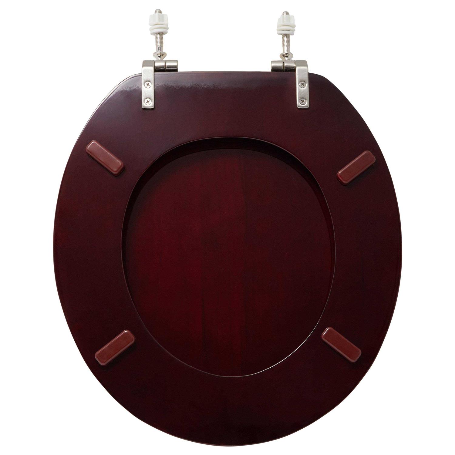 Signature Hardware 903794-E Luxury Mahogany Oak Elongated Closed-Front Toilet Seat - Image 3
