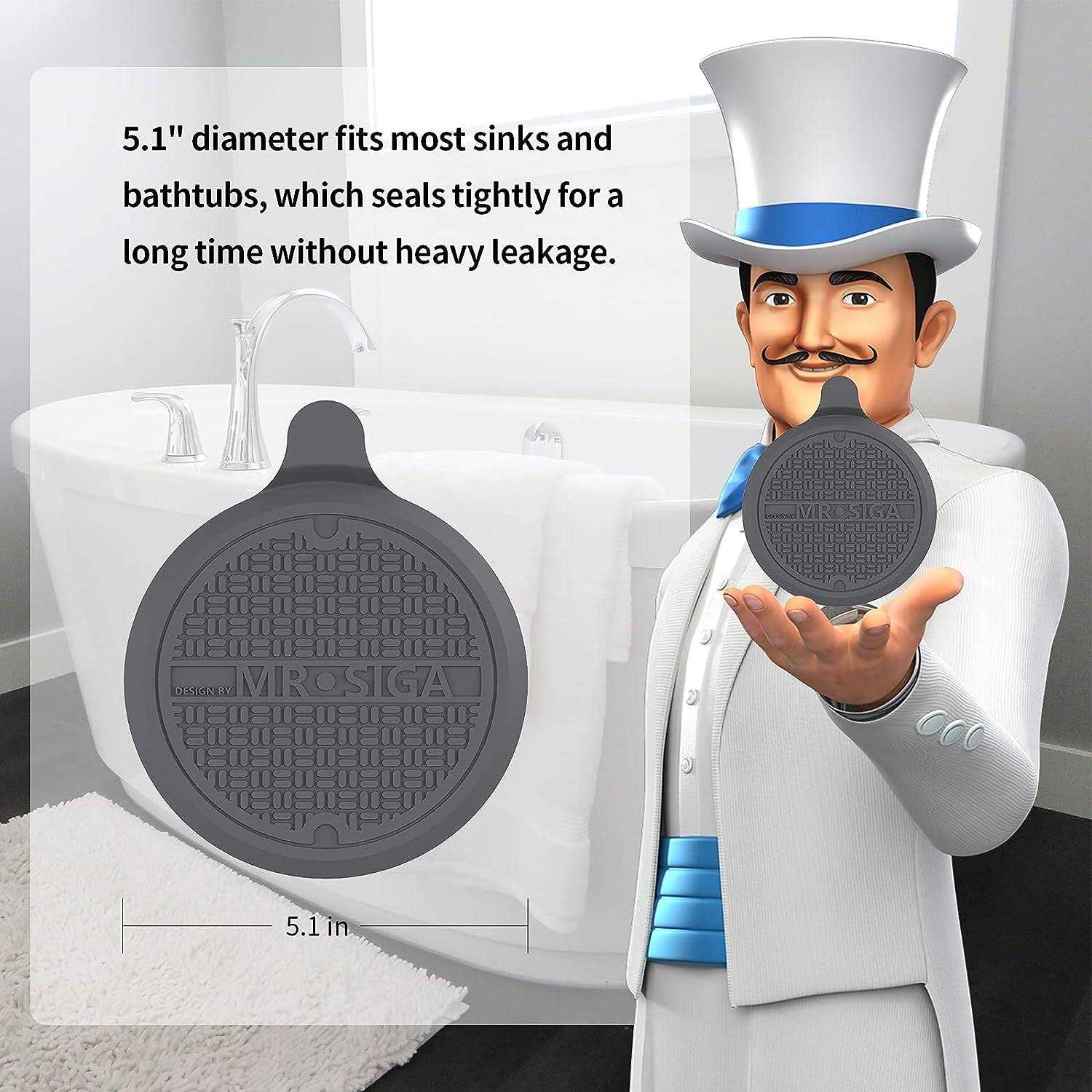 Mr.SIGA Silicone Bathtub Stopper Drain Stopper for Shower - Image 4