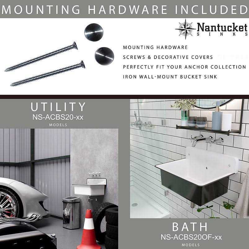 Nantucket Sinks Anchor 14 Black/White Metal Rectangular Wall Mount Bathroom Sink with Overflow NS-ACBS20OF-BLKW - Image 3