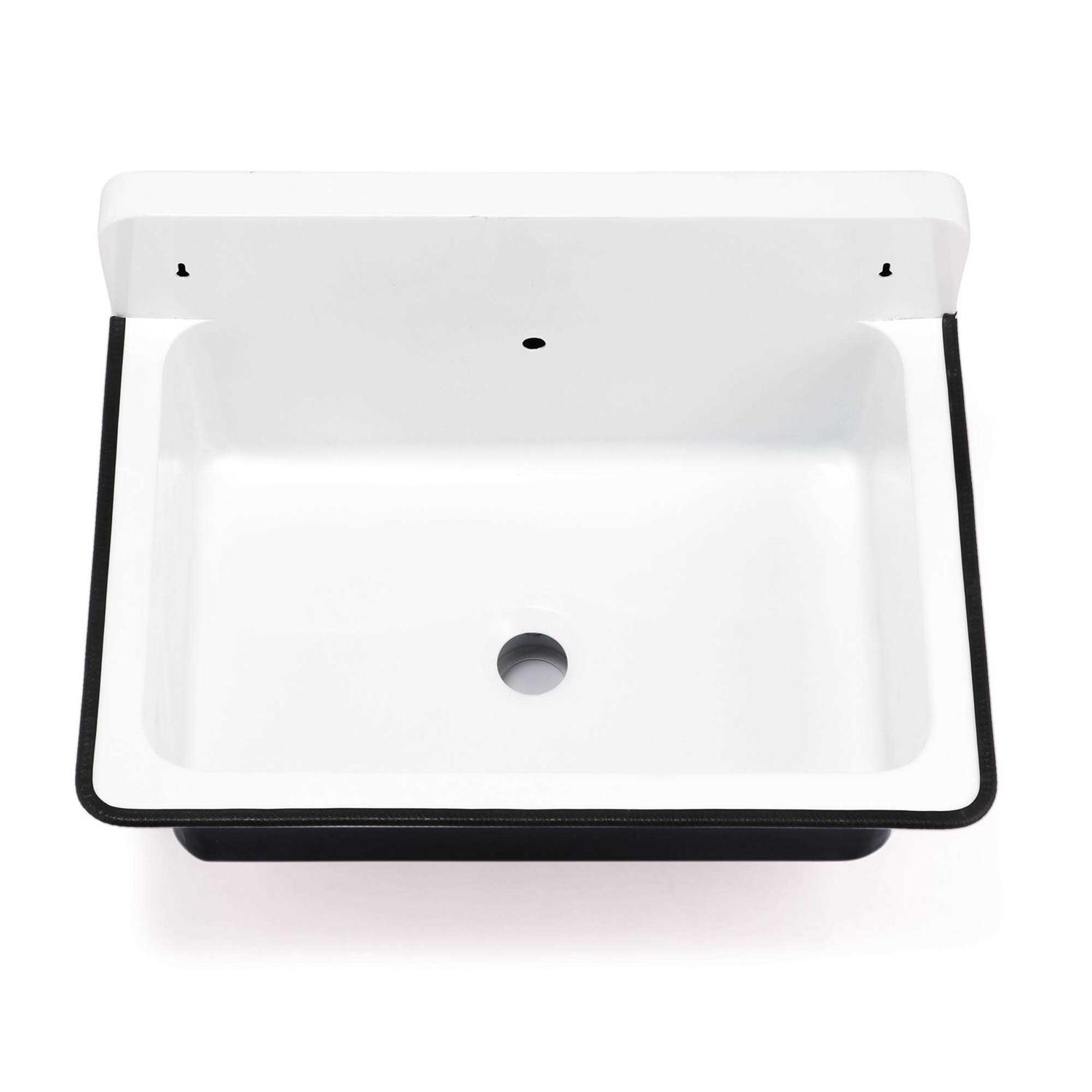 Nantucket Sinks Anchor 14 Black/White Metal Rectangular Wall Mount Bathroom Sink with Overflow NS-ACBS20OF-BLKW - Image 5