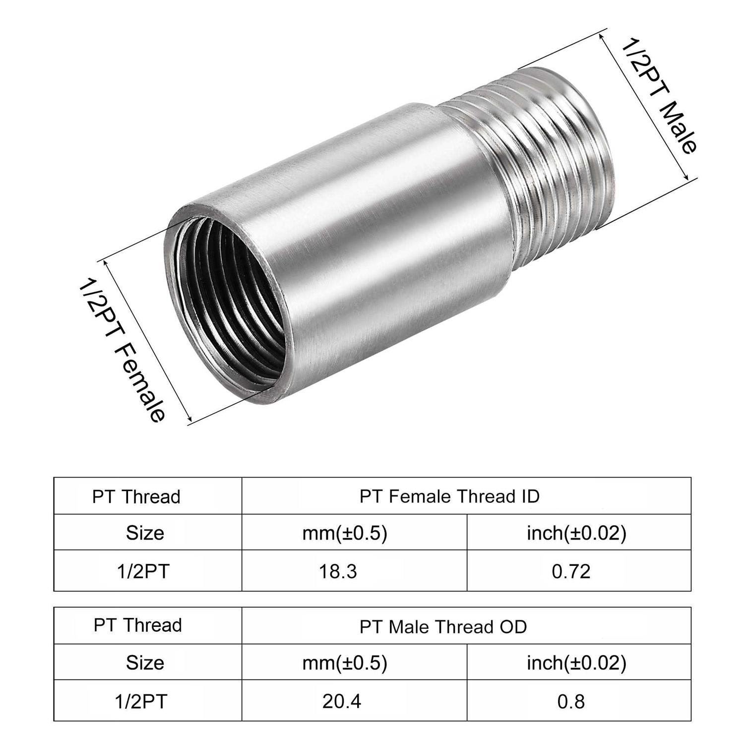 Uxcell 2pcs Cast Pipe Fitting Coupler Shower Head Extension Arm 1/2pt Male to Female - Image 3