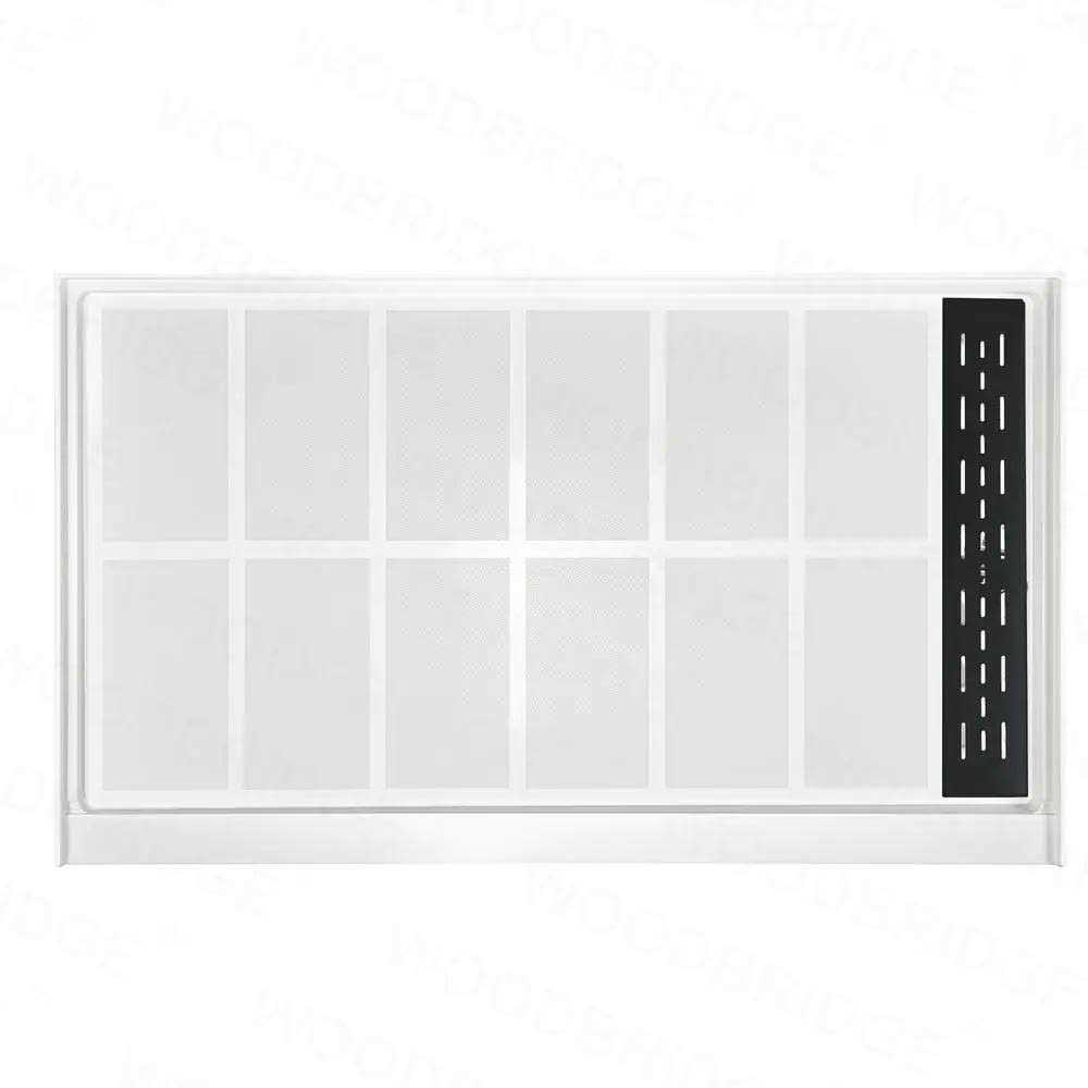 Woodbridge Krasik 60 in. L x Alcove Solid Surface Shower Pan Base Drain in White Cover SBR - Image 4