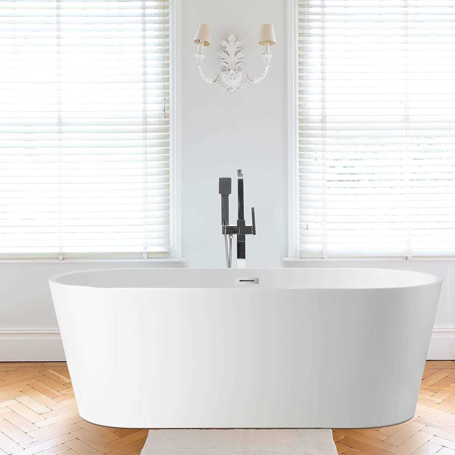 Vanity Art 54 Freestanding White Acrylic Bathtub - Image 2