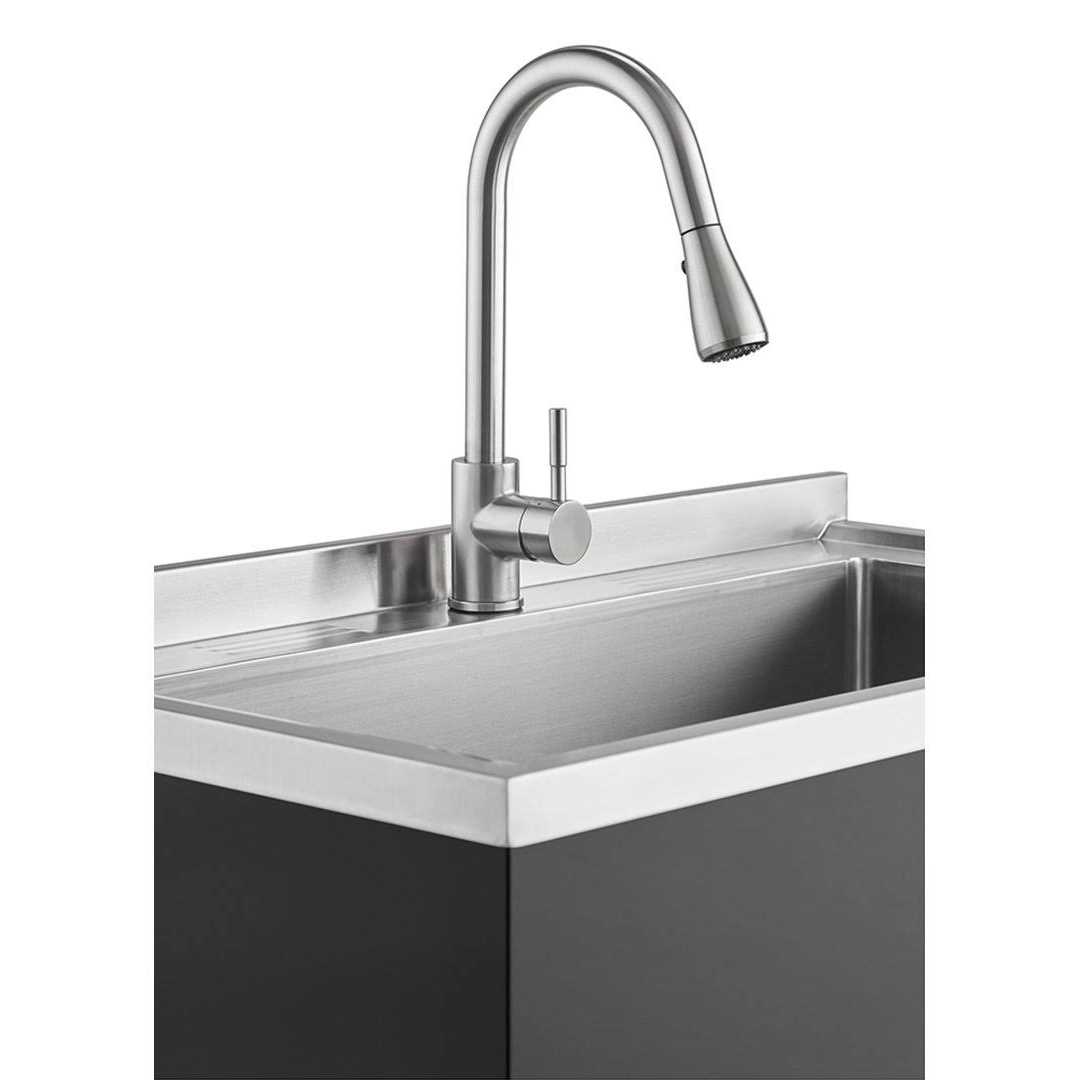 TRINITY 14 in. D x 30 in. W Freestanding Laundry/Utility Sink in Stainless Steel and THAPBK-0323 - Image 3