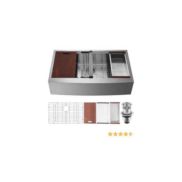 VEVOR Farmhouse Kitchen Sink 304 Stainless Steel Drop-In Sinks - Image 4