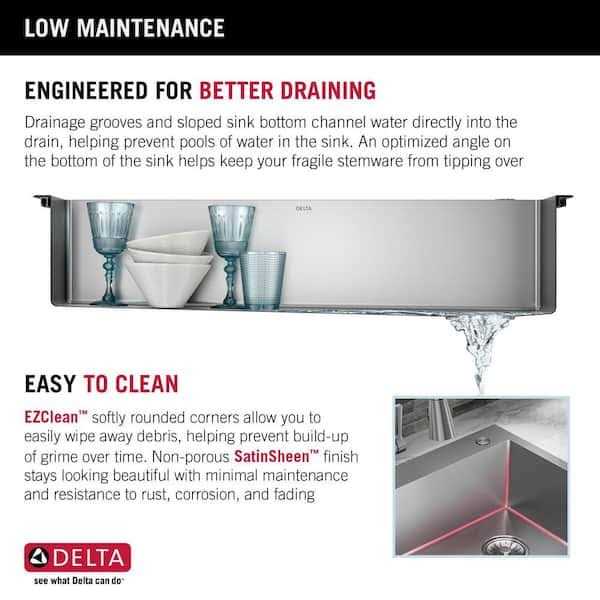 Delta Lenta Retrofit Farmhouse Apron Front 16 Gauge Stainless Steel Single - Image 2