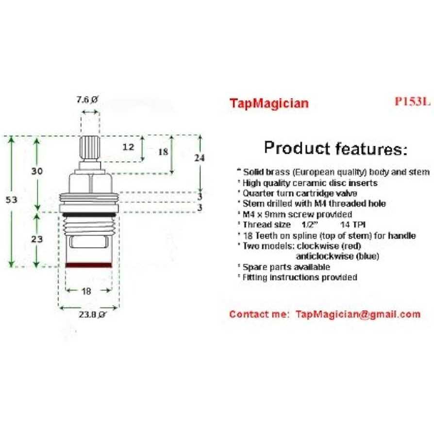 Replacement Brass ceramic cartridge faucet valves Quarter turn insert gland Fits Franke 18 spline - Image 3