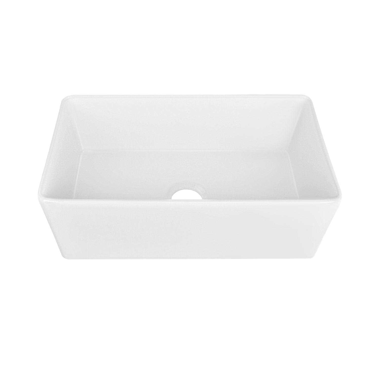 DeerValley DV-1K510 Grove White Fireclay Rectangular Single Bowl Farmhouse Apron Kitchen Sink with Grid and Strainer
