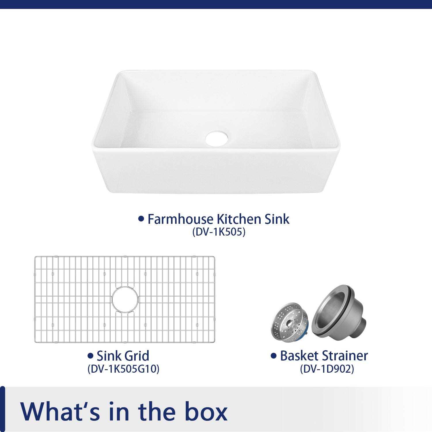 DeerValley DV-1K510 Grove White Fireclay Rectangular Single Bowl Farmhouse Apron Kitchen Sink with Grid and Strainer - Image 5