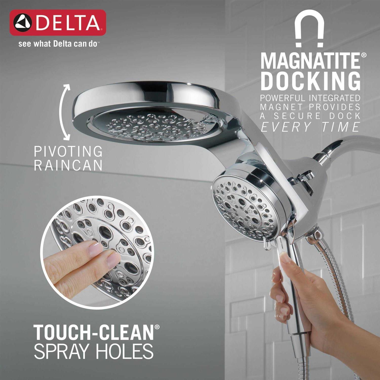 Delta HydroRain H2Okinetic 2.5 GPM 5-Setting Two-in-One Shower Head 58680 - Image 4
