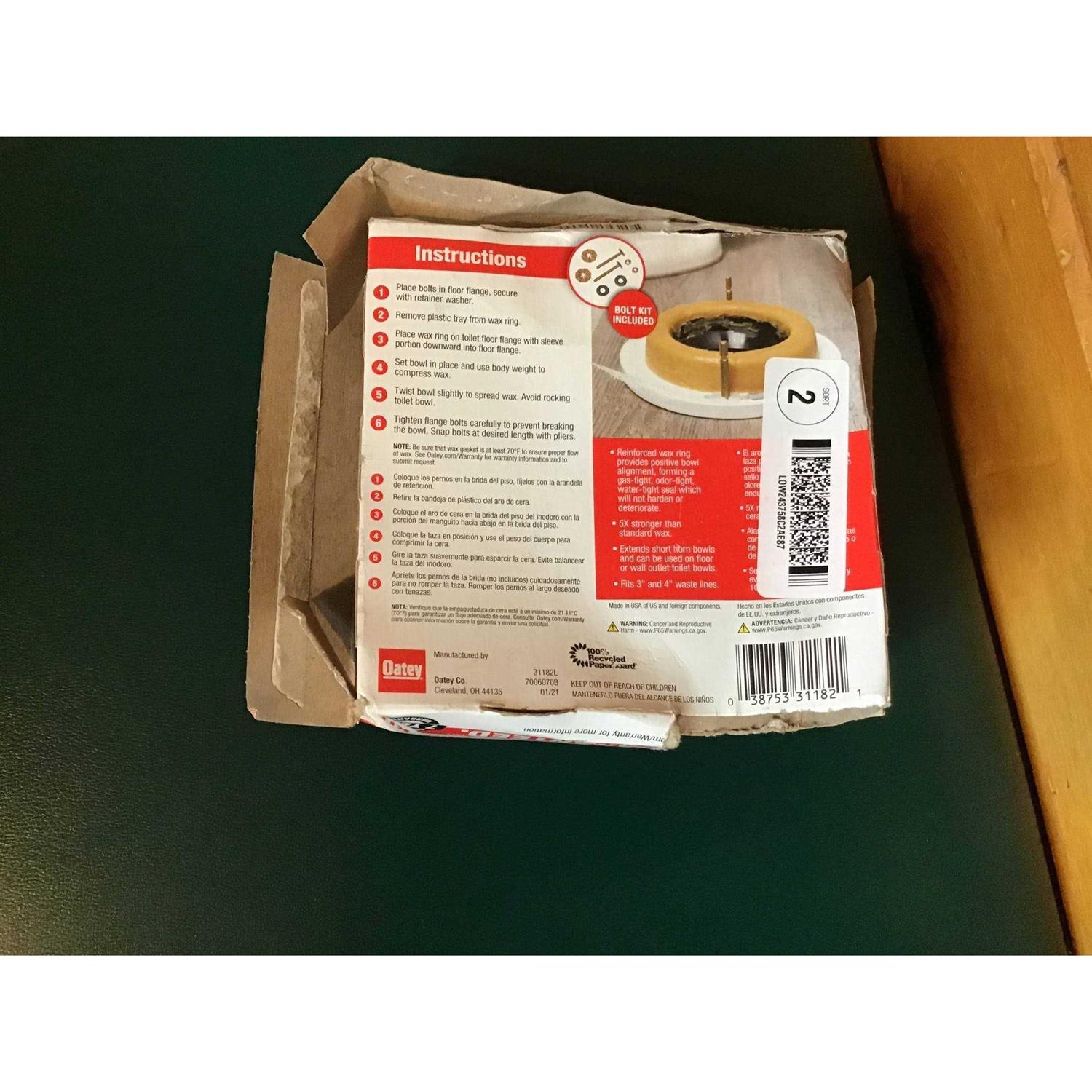 Oatey Johni-Ring 3-in Brown Wax Toilet Wax Ring with Bolts - Image 5