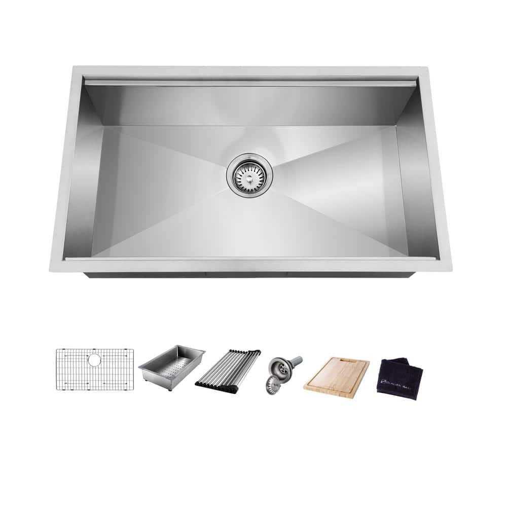 Glacier Bay All-in-One Undermount Stainless Steel Single Bowl Kitchen Workstation Sink with Accessories Kit