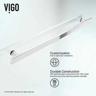 Vigo Orion 34 in. W x 58 in. H Hinged Frameless Tub Door in Matte Brushed - Image 3