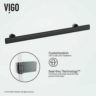 Vigo Orion 34 in. W x 58 in. H Hinged Frameless Tub Door in Matte Brushed - Image 4