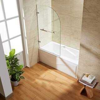 Vigo Orion 34 in. W x 58 in. H Hinged Frameless Tub Door in Matte Brushed - Image 5