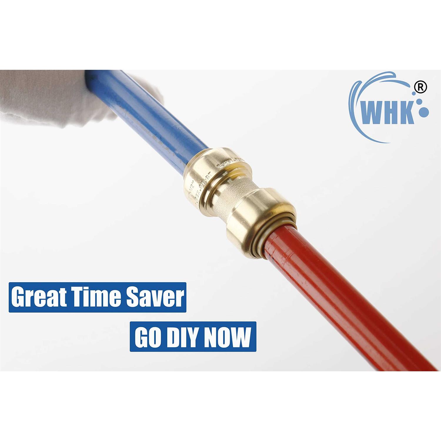 Whk 12 Pack 1/2 Push-to-connect Plumbing Fittings,Straight Push Fittings 1/2,Pushfit Coupling Kit with 1/2 Disconnect Clip,Brass Push Fit - Image 3