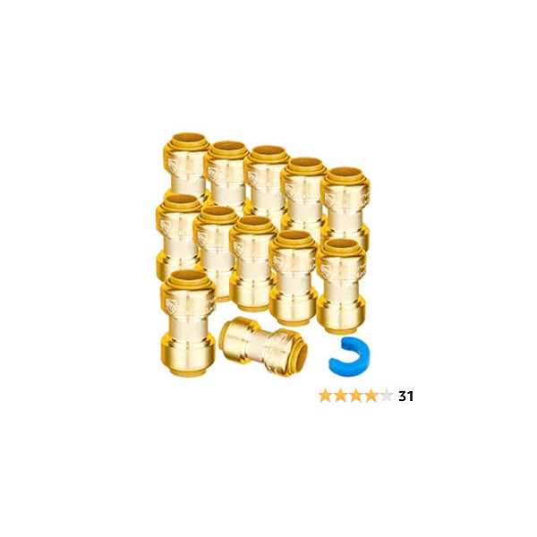 Whk 12 Pack 1/2 Push-to-connect Plumbing Fittings,Straight Push Fittings 1/2,Pushfit Coupling Kit with 1/2 Disconnect Clip,Brass Push Fit - Image 4