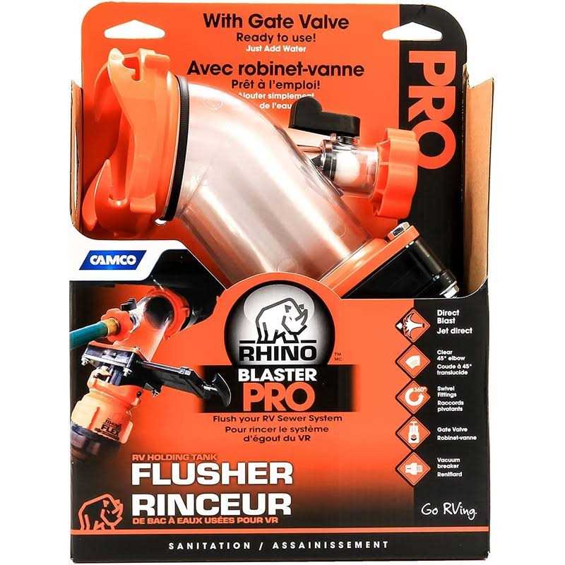 Camco Rhino Blaster Pro Camper/RV Tank Rinser Features 45-Degree Angled Clear Elbow & Gate Valve - Image 3