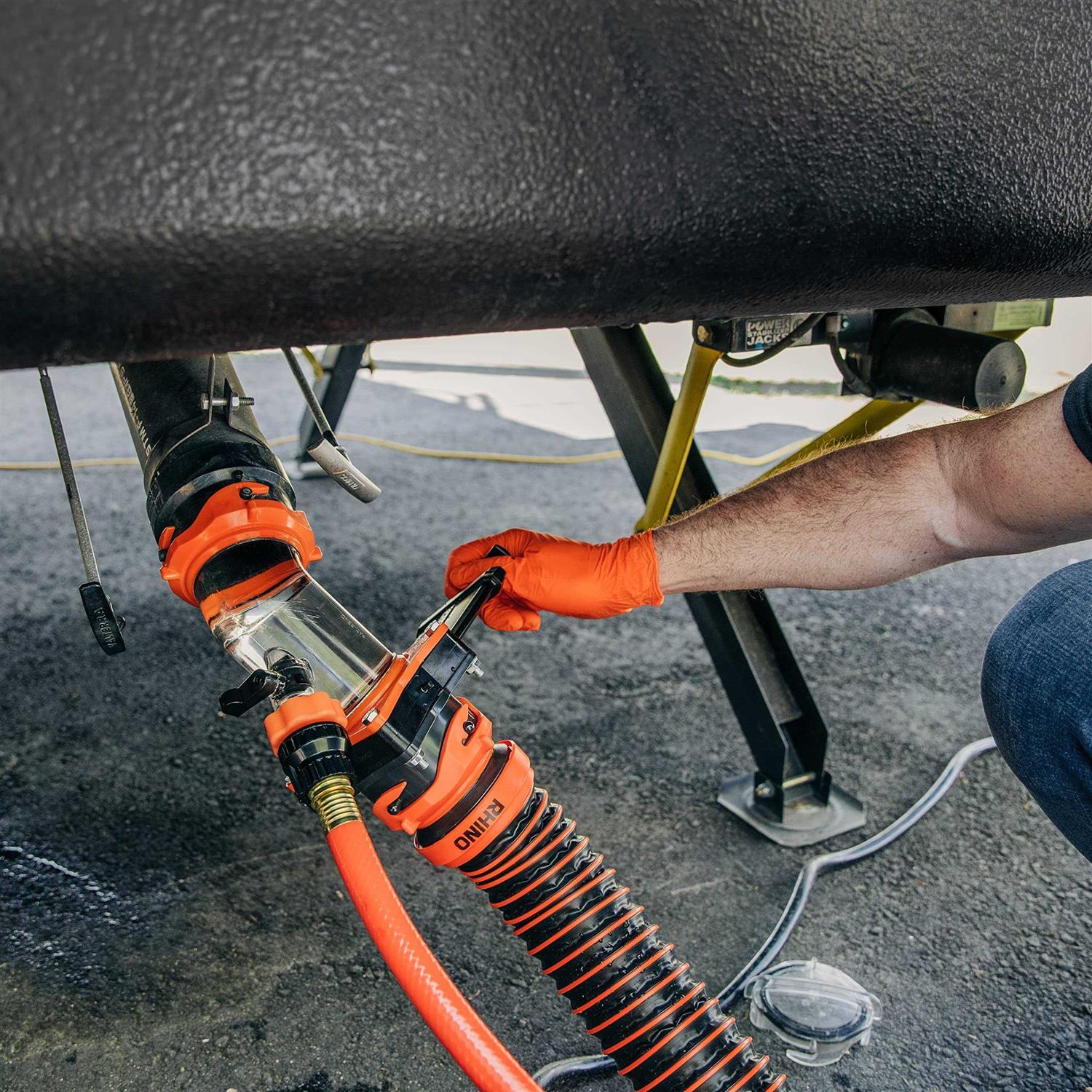 Camco Rhino Blaster Pro Camper/RV Tank Rinser Features 45-Degree Angled Clear Elbow & Gate Valve - Image 5