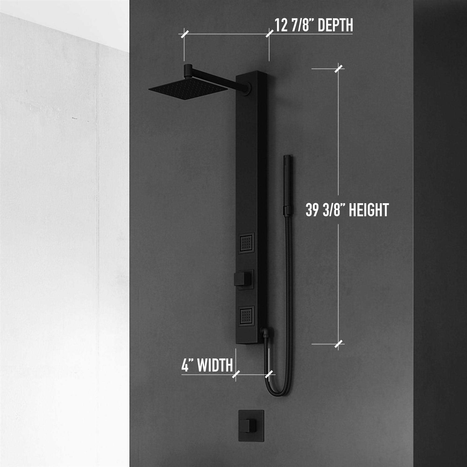 VIGO Orchid Matte Black Shower Panel System VG08014MB - Image 5