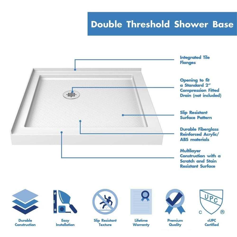 DreamLine SlimLine 36 in. x 36 in. Double Threshold Shower Base DLT-1036360 - Image 5
