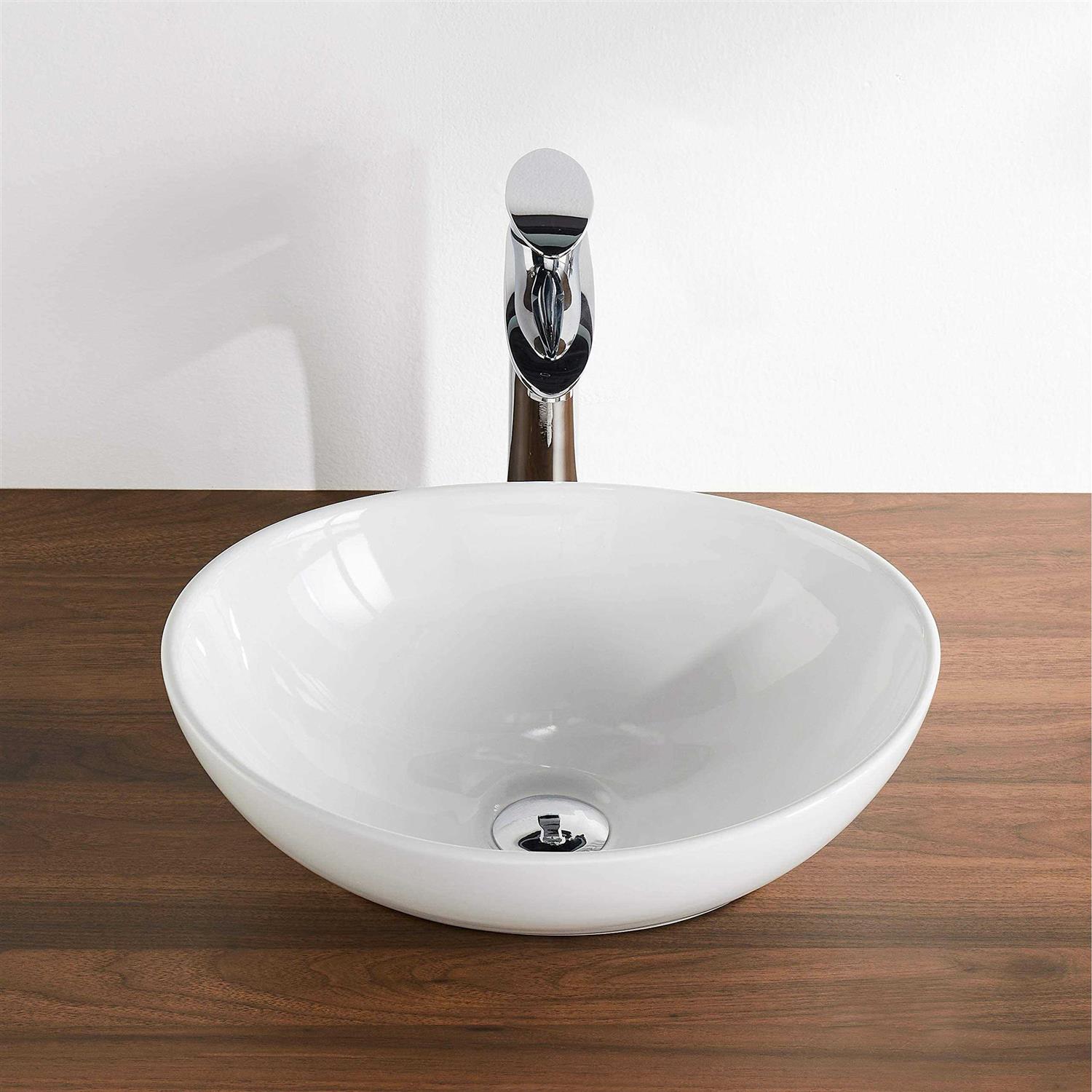 DeerValley DV-1V051 White Ceramic Oval Vessel Bathroom Sink - Image 5