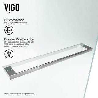 Vigo Rialto 34 in. W x 58 in. H Hinged Frameless Tub Door in Matte VG6074MBCL3458 - Image 3