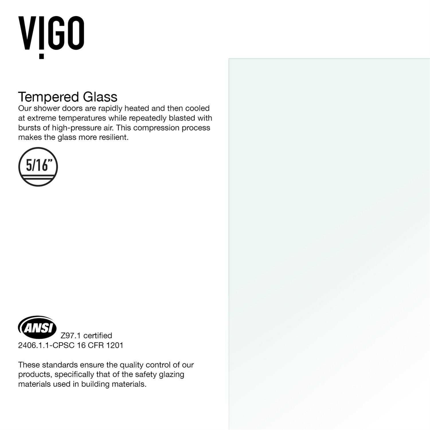 Vigo Rialto 34 in. W x 58 in. H Hinged Frameless Tub Door in Matte VG6074MBCL3458 - Image 5