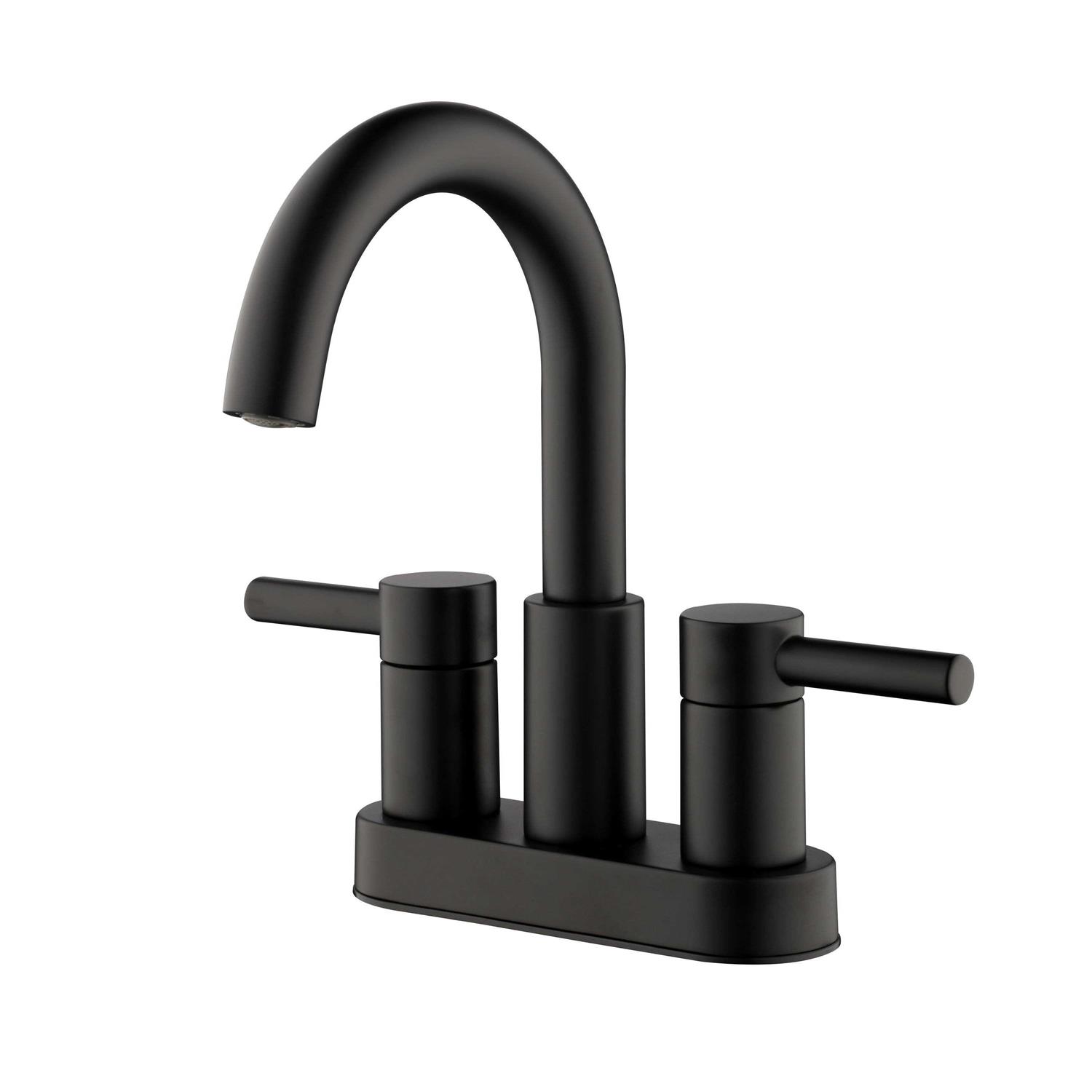 allen + roth Harlow Matte Black 2-handle 4-in centerset WaterSense Bathroom Sink Faucet with Drain and Deck Plate 67692W-617001 - Image 4