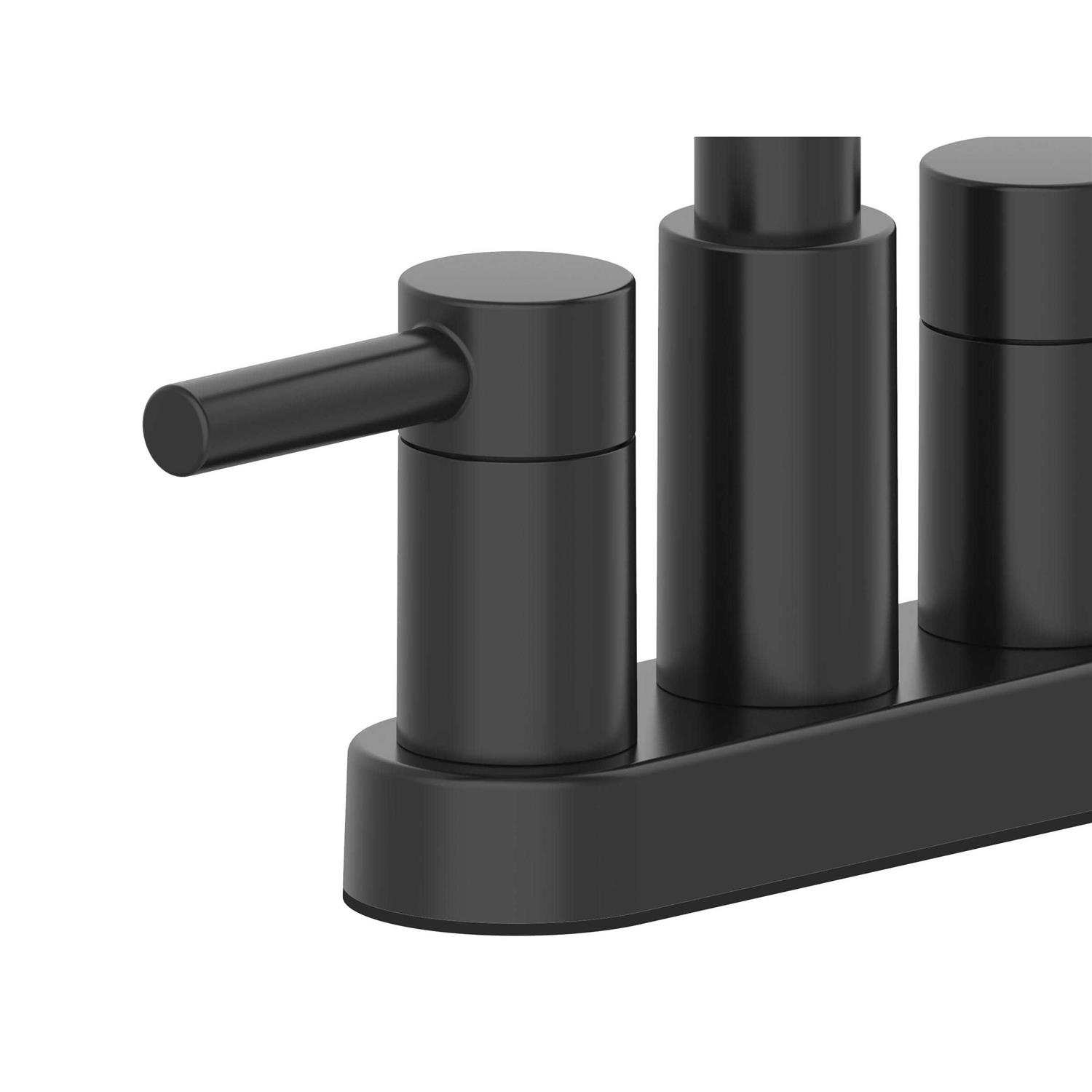 allen + roth Harlow Matte Black 2-handle 4-in centerset WaterSense Bathroom Sink Faucet with Drain and Deck Plate 67692W-617001 - Image 5