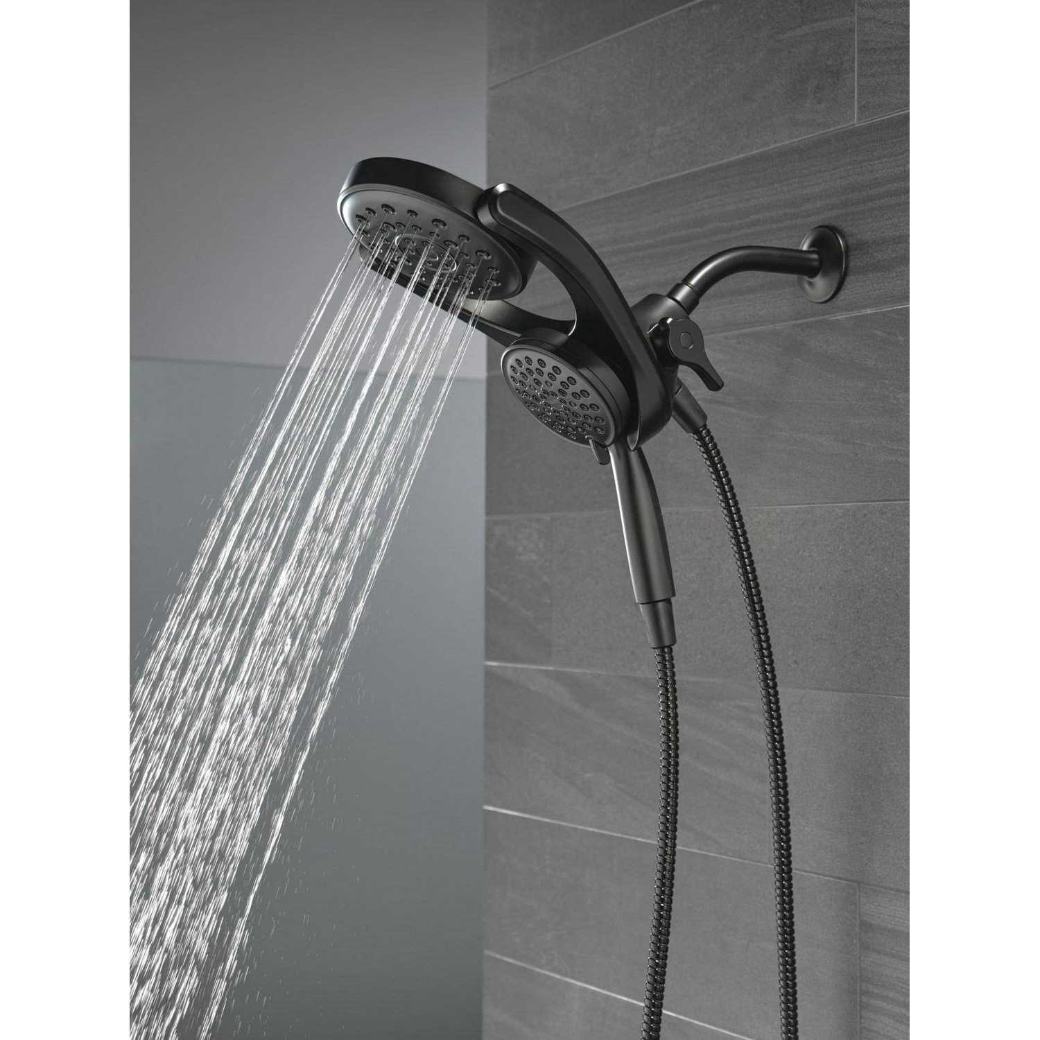 Delta Hydrorain Matte Black Round Rain Shower Head Dual/Combo Shower Head 2.5-GPM Rubber 75698DBL - Image 2