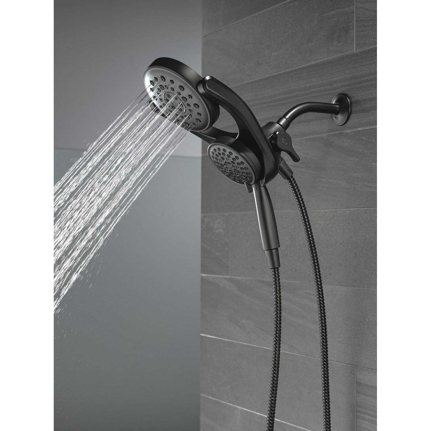 Delta Hydrorain Matte Black Round Rain Shower Head Dual/Combo Shower Head 2.5-GPM Rubber 75698DBL - Image 5