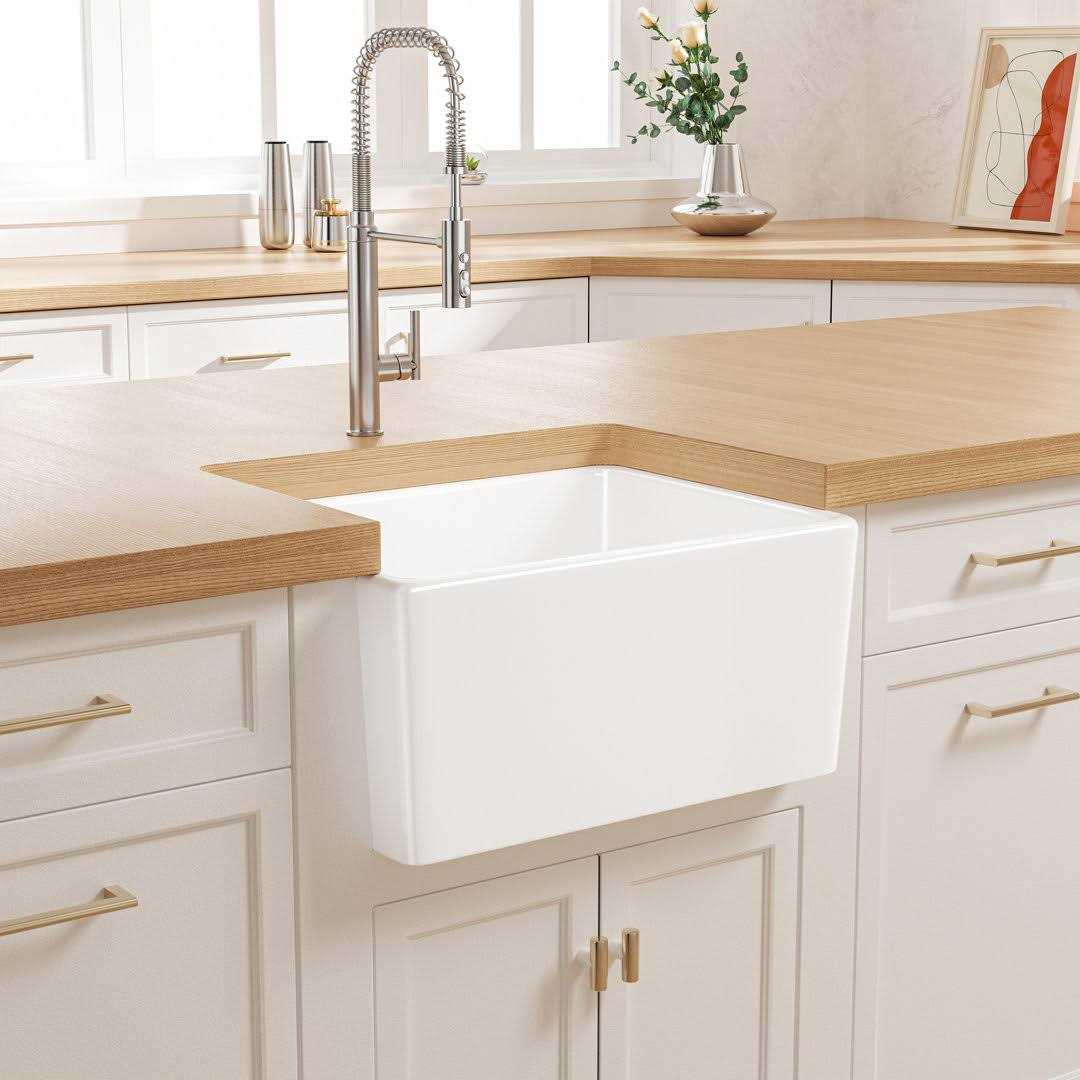 Eridanus Denbigh Crisp White Ceramic 21 in. Single Bowl Farmhouse Apron Kitchen Sink with Bottom Grid and Pop-up Drain - Image 4