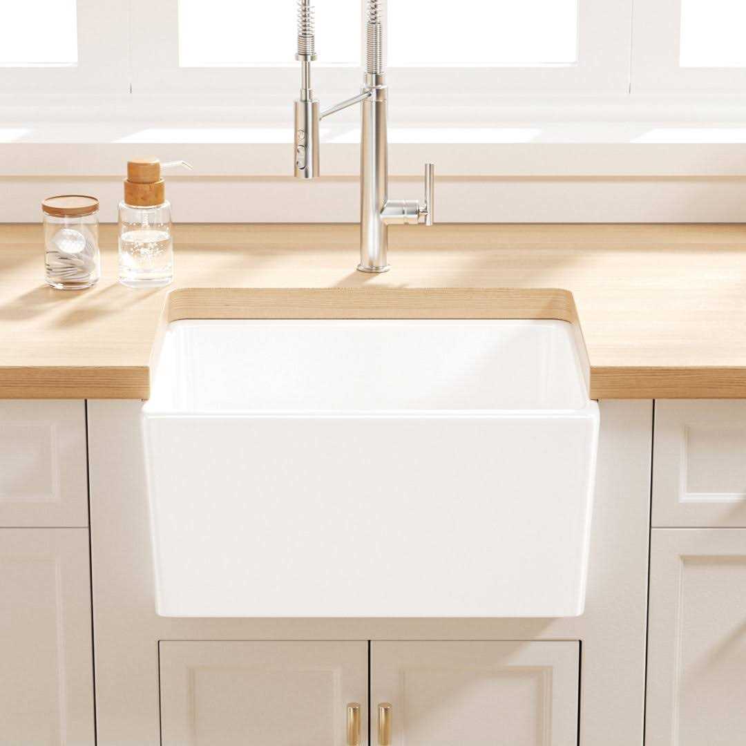 Eridanus Denbigh Crisp White Ceramic 21 in. Single Bowl Farmhouse Apron Kitchen Sink with Bottom Grid and Pop-up Drain - Image 5