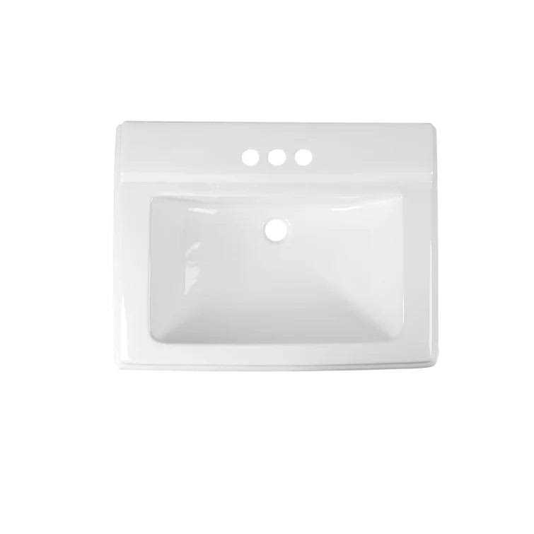 DeerValley DV-1P521 Apex 26 x 20 White Ceramic Rectangular Pedestal Bathroom Sink with Overflow