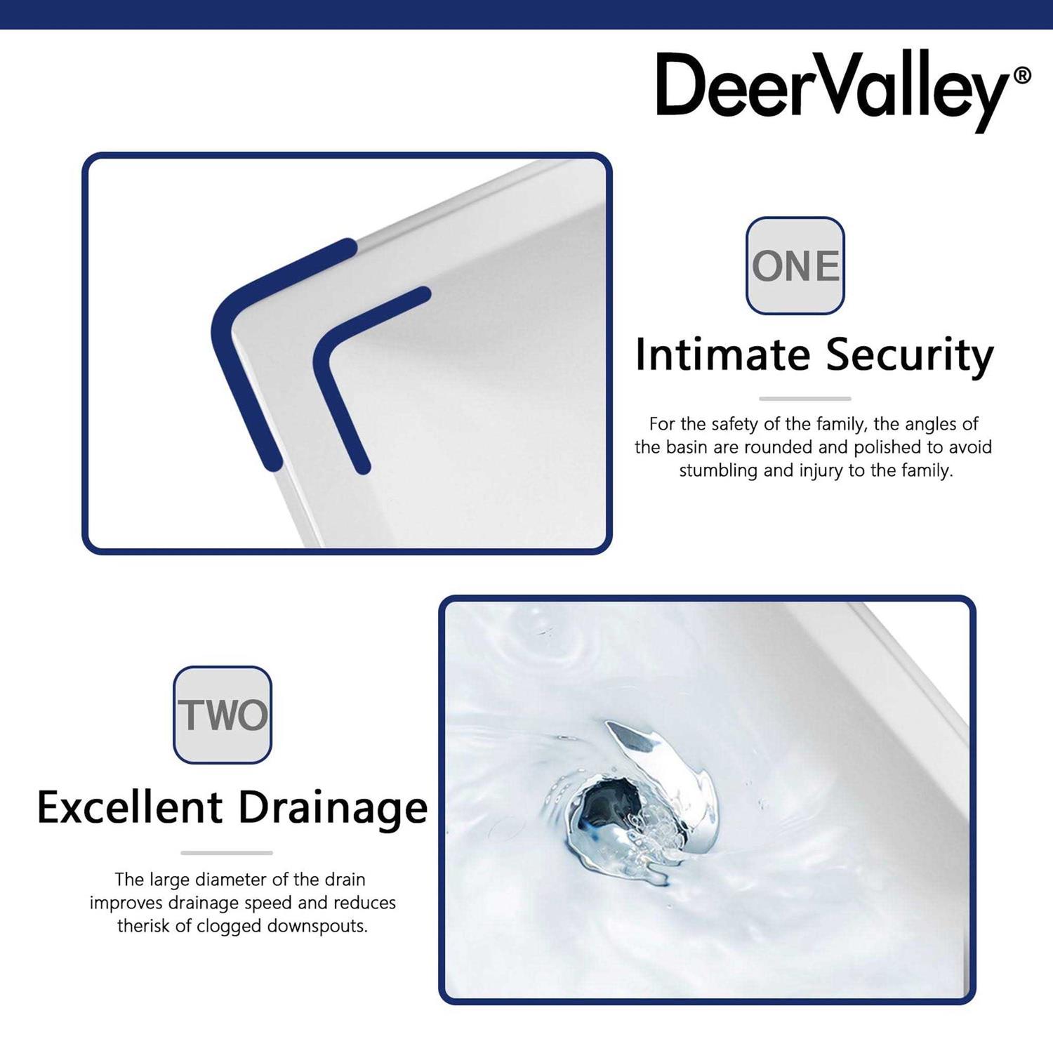DeerValley DV-1P521 Apex 26 x 20 White Ceramic Rectangular Pedestal Bathroom Sink with Overflow - Image 4