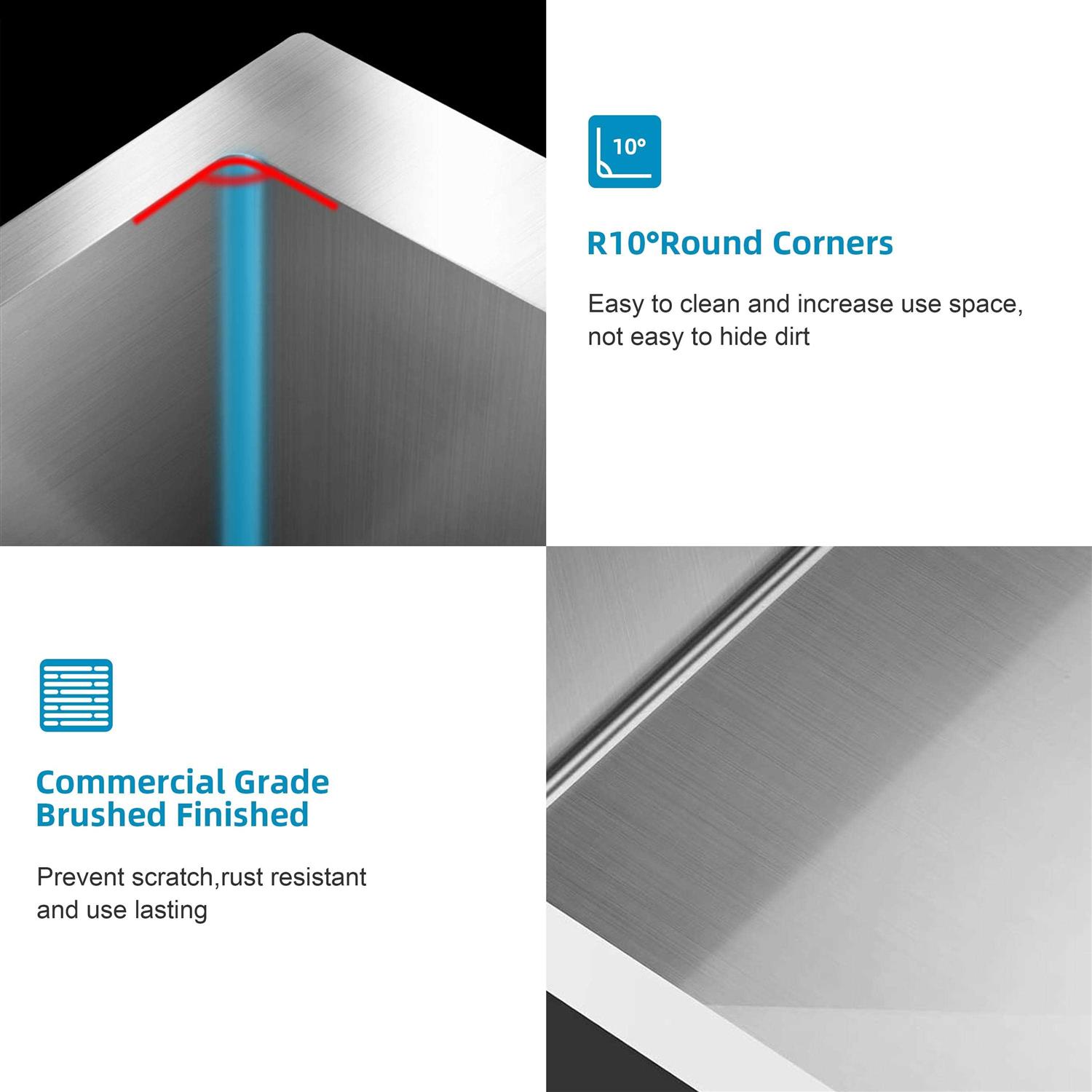 Cb Home Gold Kitchen Sink Undermount Single Bowl Single Basin Drop-in 18 Stainless Steel Deep Sink - Image 3