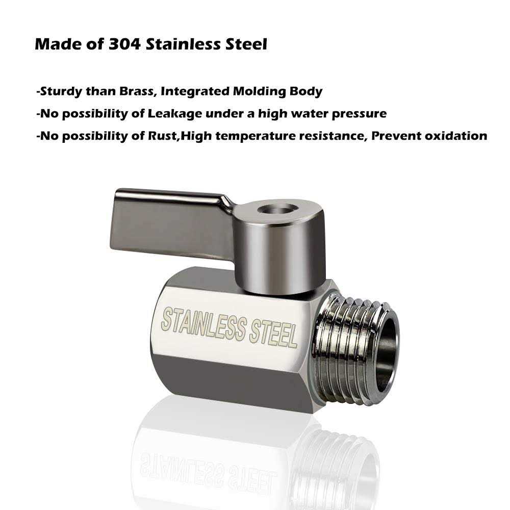 SHEKUSU Showerhead Shut Off Valve with Stainless Handle 304 Stainless Steel Mini Ball Valve NPT Thread - Image 4
