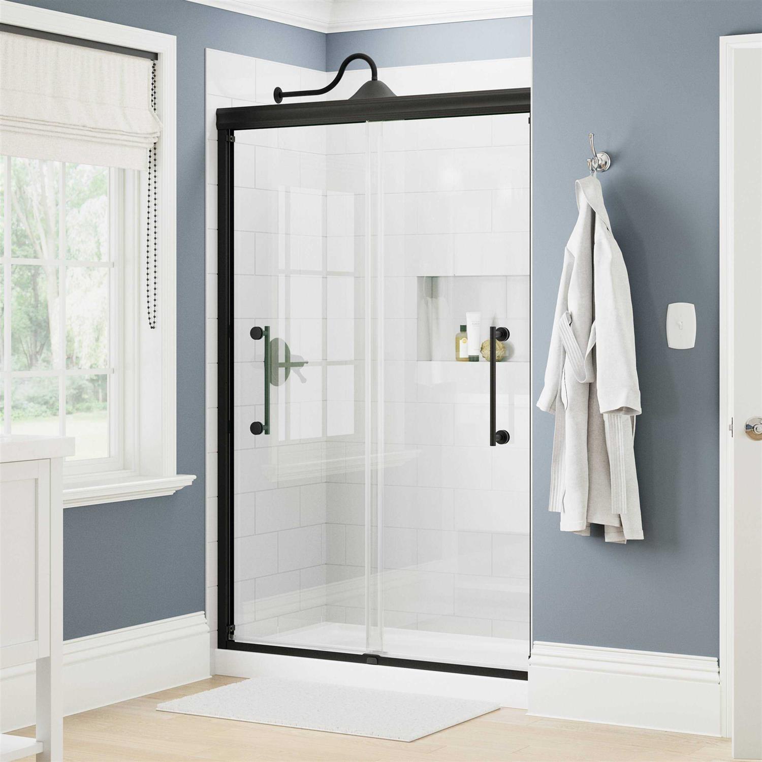 Delta Ashmore 48 in. W x 74-3/8 in. H Sliding Frameless Shower Door 5/16 in. 8 mm Clear Glass