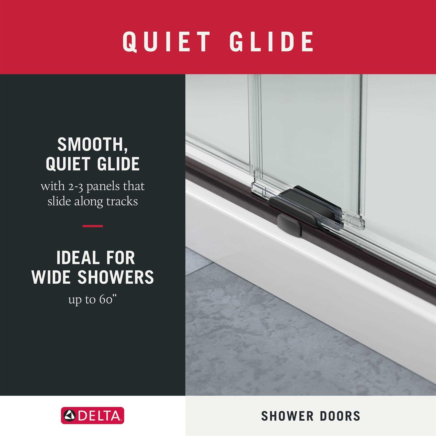 Delta Ashmore 48 in. W x 74-3/8 in. H Sliding Frameless Shower Door 5/16 in. 8 mm Clear Glass - Image 4
