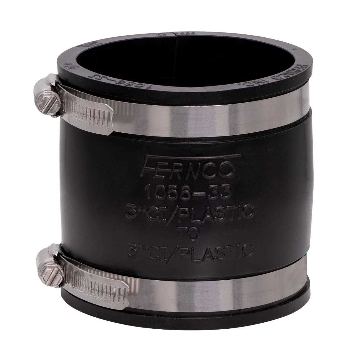 Fernco 1056-33 3 in. Flexible PVC Pipe Coupling for Cast Iron and Plastic Plumbing Connections - Image 2