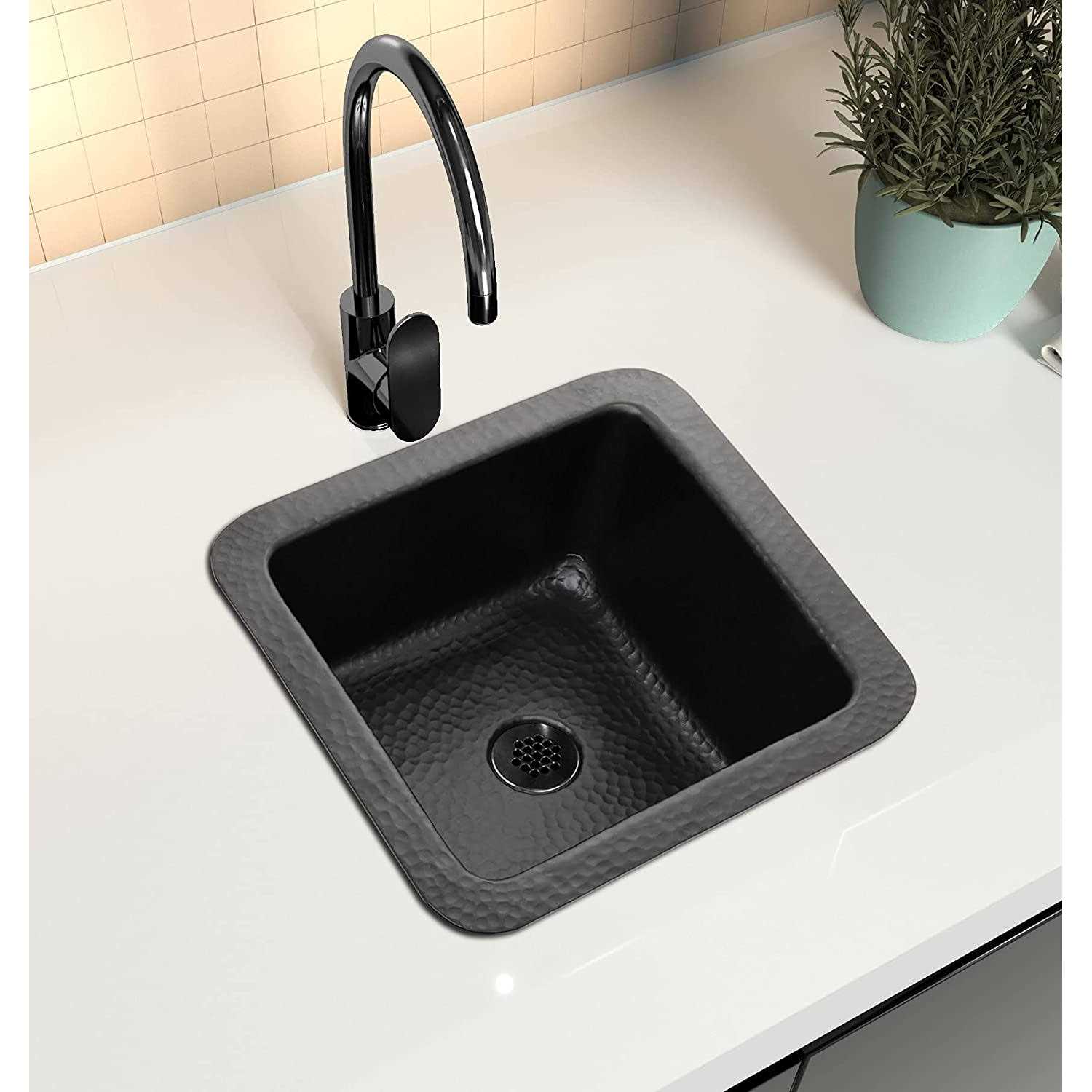 Monarch Abode 19193 Matte Black Hand Hammered Glasgow Dual Mount Bar Prep Sink - Image 5