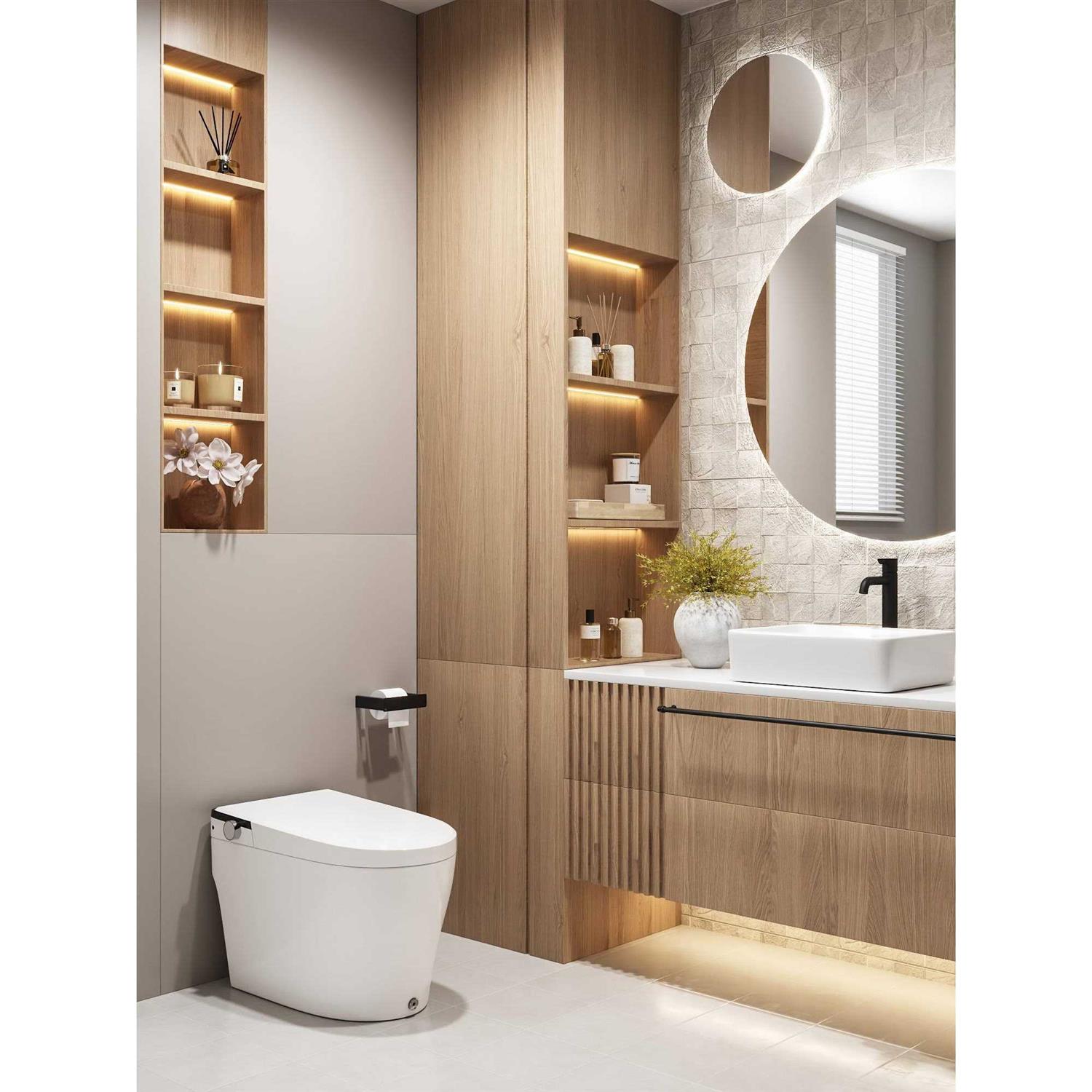 DeerValley Smart Bidet Toilet Modern Elongated Smart Toilet with Foot Kick Flush - Image 4