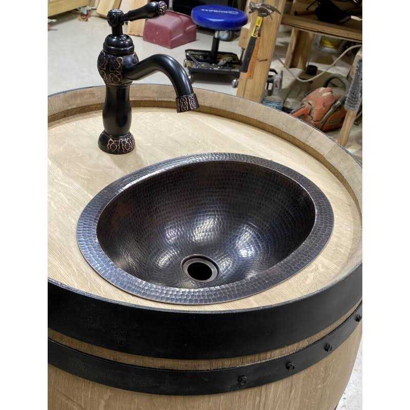 SimplyCopper 16 Oval Copper Bathroom Wine & Whiskey Barrel Sink WF-16 - Image 5