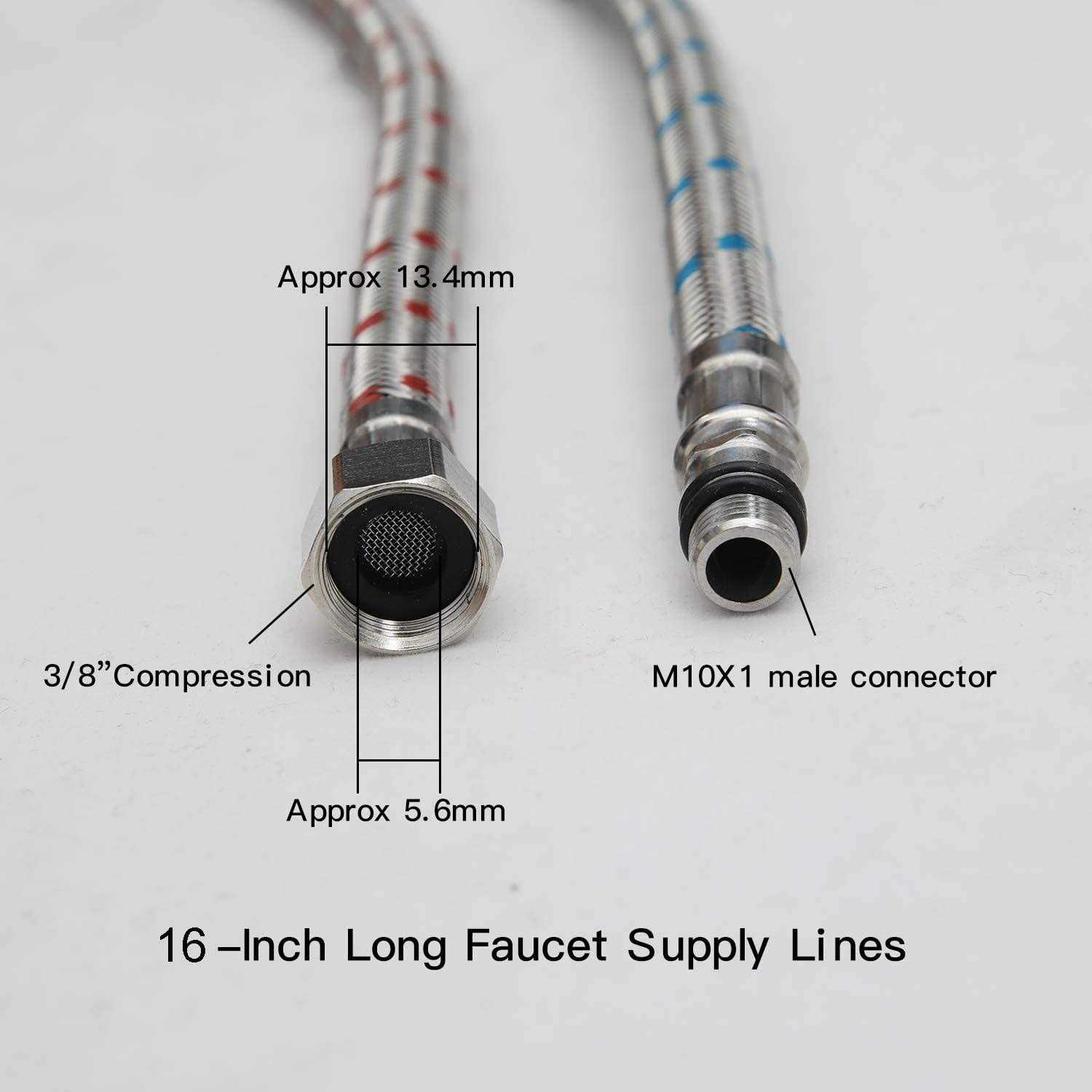 Bathfinesse Flexible Connector Braided Stainless Steel Bathroom Faucet Bathroom Kitchen Faucet Supply Lines 3/8-Inch Female Compression - Image 5