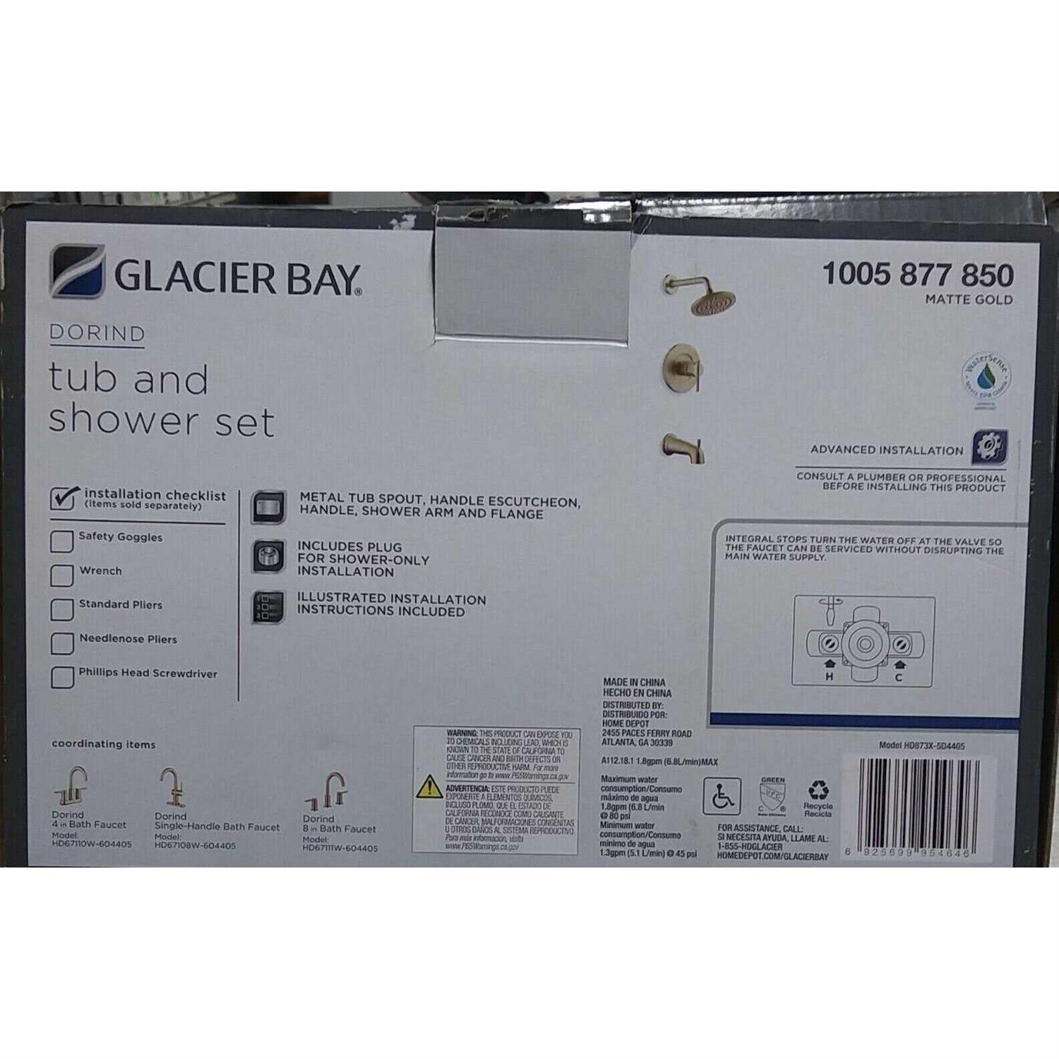 Glacier Bay 1005877850 Dorind Single-Handle 1-Spray Tub and Shower Faucet in Matte Gold - Image 2